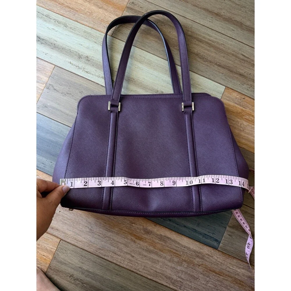 Kate Spade New York Purple Leather Tote Bag with Gold-Tone Hardware